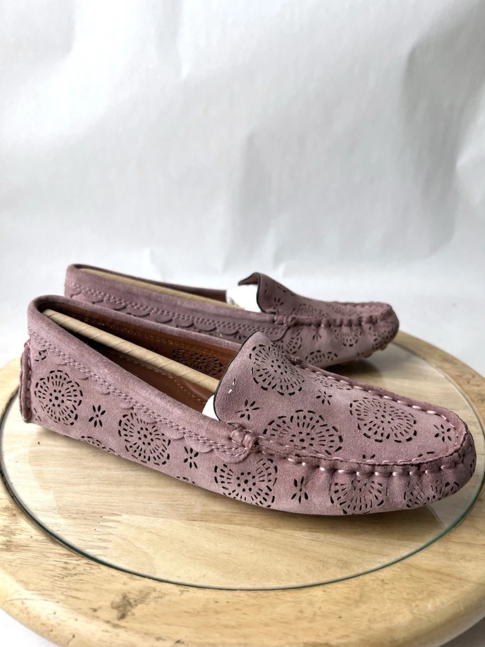 COACH Dusty Pink Suede Driving Moccasins - Picture 5 of 9